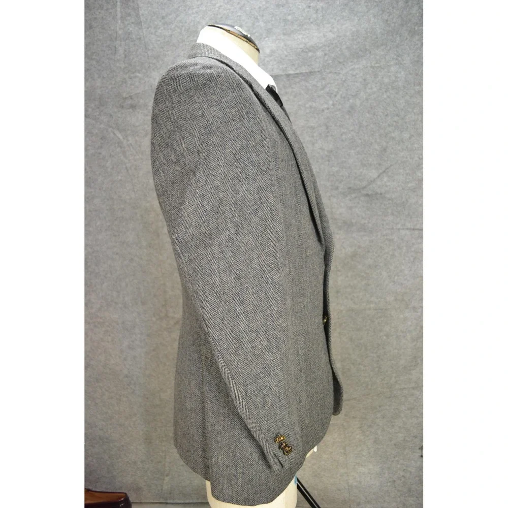 VTG Lanvin Blazer Mens 42 Gray Herringbone Scotland Camel Hair 90s Sport Coat‎